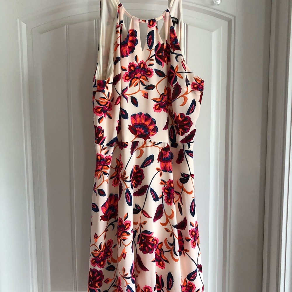 Bright Floral Dress with Front Cut-Outs